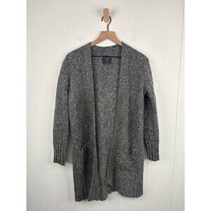 Abercrombie & Fitch Chunky Knit Cardigan Sweater Medium Gray Open Front Grandpa